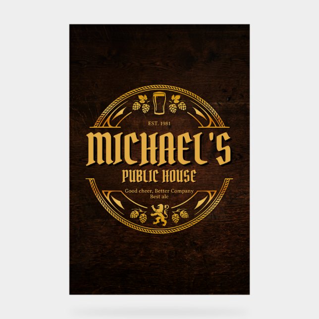 Personalized Vintage Pub Sign Custom Acrylic Bar (Front)