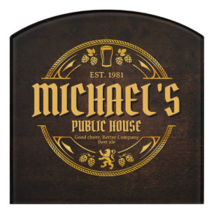 Personalized Vintage Pub Sign Room Door Wall Sign