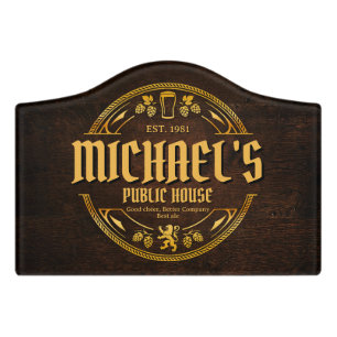 Personalized Vintage Pub Sign Room Door Wall Sign