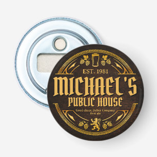 Personalized Vintage Pub Sign Rustic Wood Bottle Opener