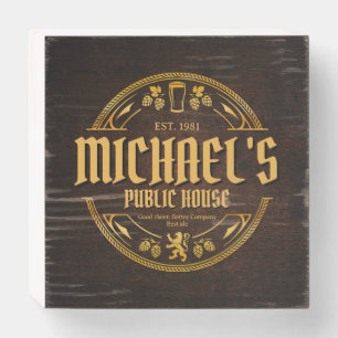 Personalized Vintage Pub Sign Rustic Wood Box Sign