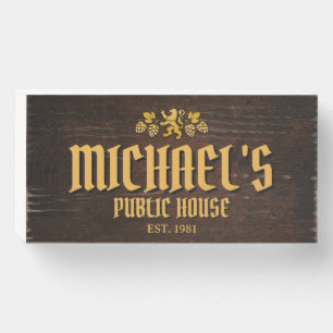 Personalized Vintage Pub Sign Rustic Wood Box Sign