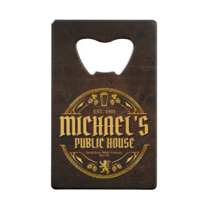 Personalized Vintage Pub Sign Stainless Steel Credit Card Bottle Opener