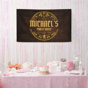 Personalized Vintage Pub Sign Vinyl Banner