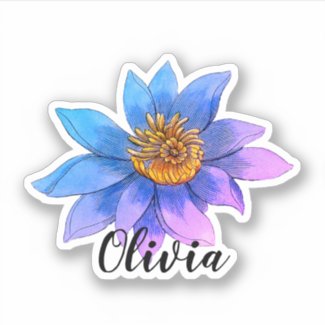 Personalized Vintage Purple Lotus Flower Vinyl