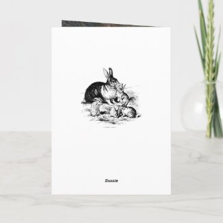 Personalized vintage rabbit family card