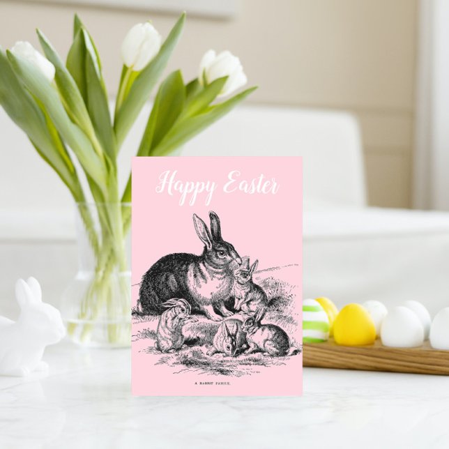 Personalized vintage rabbit family card (Creator Uploaded)