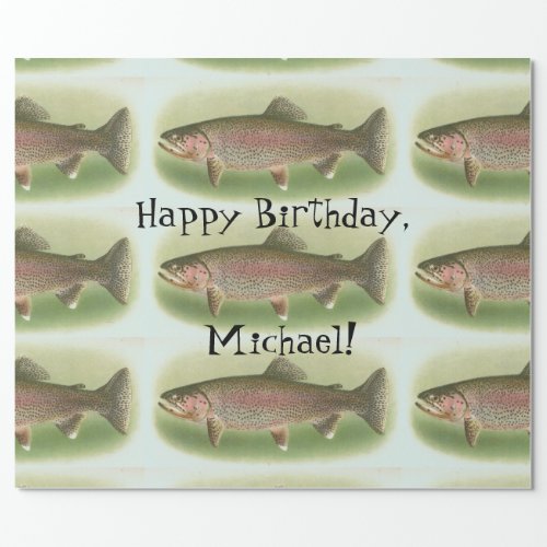 Personalized Vintage Rainbow Trout Wrapping Paper