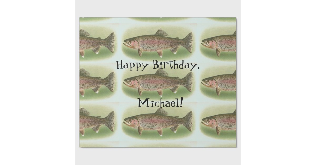 Personalized Vintage Rainbow Trout Wrapping Paper Zazzle Com