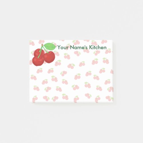 Personalized Vintage Red Cherries Cherry Pattern Post_it Notes