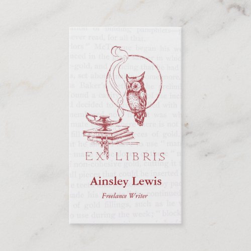 Personalized Vintage Red Owl Collage Business Card