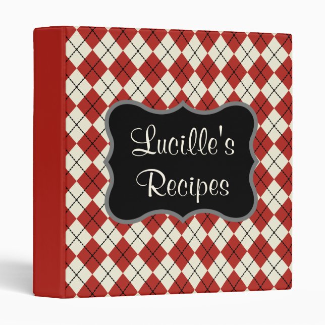 Personalized Vintage Red Recipe Binder Gift (Front/Spine)