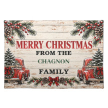 Personalized Vintage Red Truck Christmas Placemat