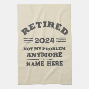 Personalized vintage retirement  kitchen towel