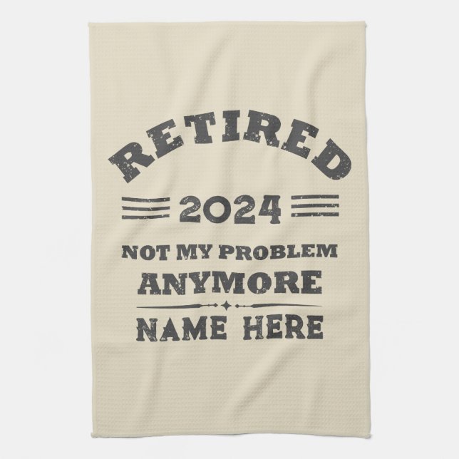 Personalized vintage retirement  kitchen towel (Vertical)