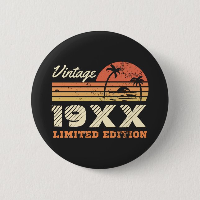 Personalized Vintage Retro Birthday  Button (Front)