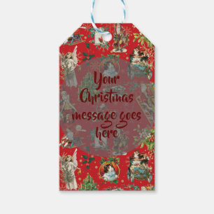 Personalized Vintage Retro Christmas Festive Red Gift Tags
