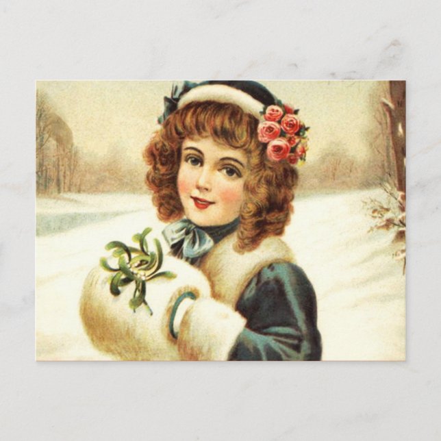Personalized Vintage Retro Christmas Postcard (Front)
