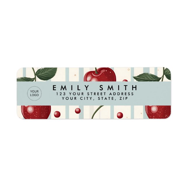 Personalized Vintage Retro Red Cherry Pattern Label (Front)