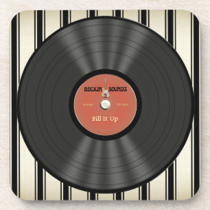 Personalized Vintage Rock Vinyl Record Drink Coaster