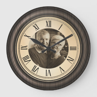 Personalized Vintage Roman Numeral Photo Large Clock