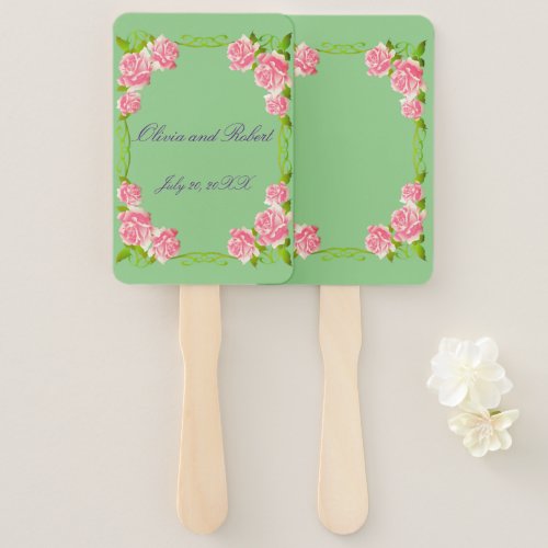 Personalized vintage romantic roses hand fan