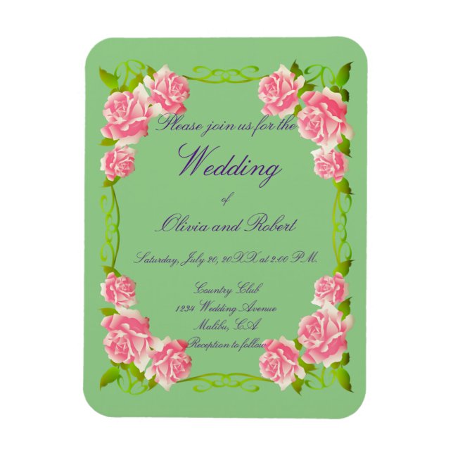 Personalized vintage romantic roses magnet (Vertical)