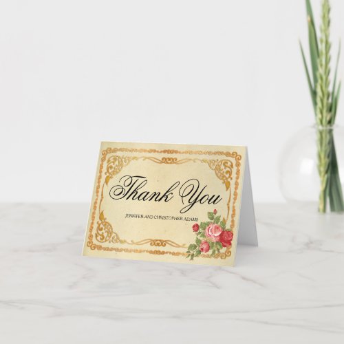 Personalized Vintage Rose Floral Thank You Notes