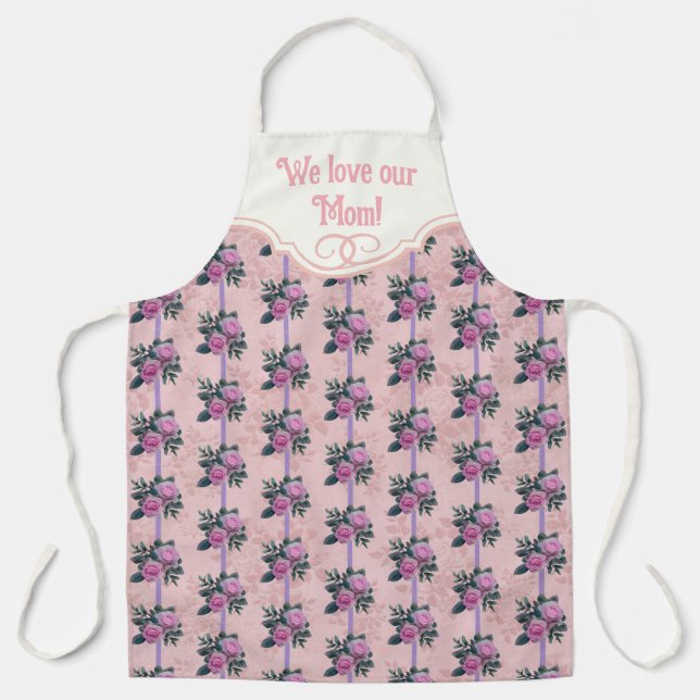 Personalized Vintage Roses All-Over Print Apron (Front)