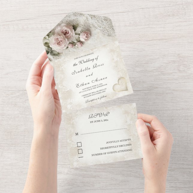 Personalized Vintage RSVP postcard Invitation (Tearaway)