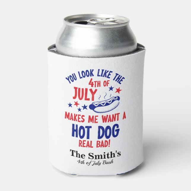 Personalized Vintage Rustic 4th july Can Cool Cooler (Can Front)