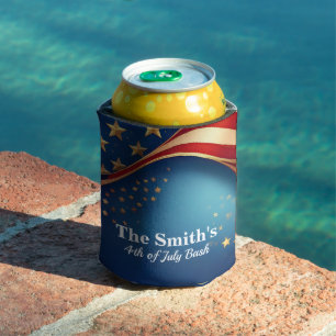 Personalized Vintage Rustic American Flag Can Cooler