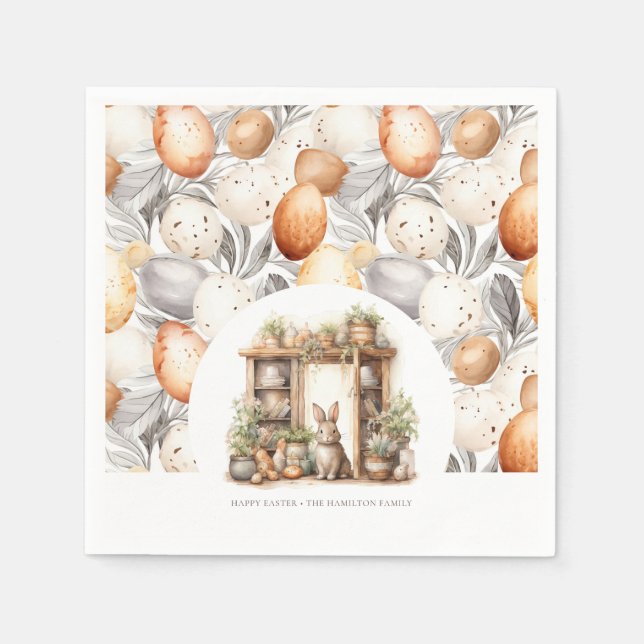 Personalized Vintage Rustic Easter Napkins (Front)