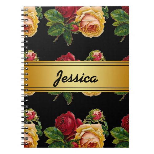 Personalized Vintage Rustic Floral Notebook