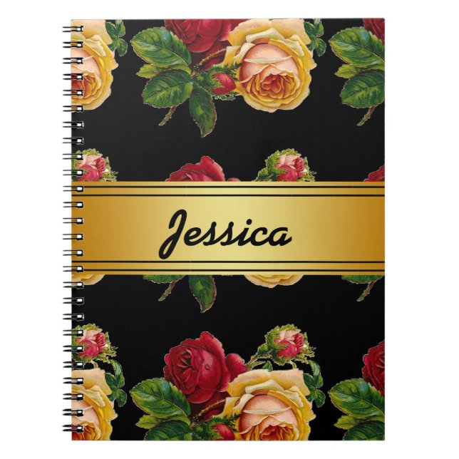 Personalized Vintage Rustic Floral Notebook (Front)