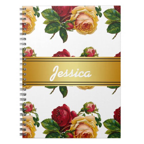 Personalized Vintage Rustic Floral Notebook