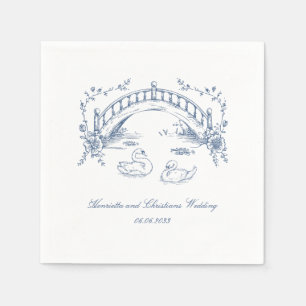 personalized vintage rustic Swan Romantic Wedding  Napkins