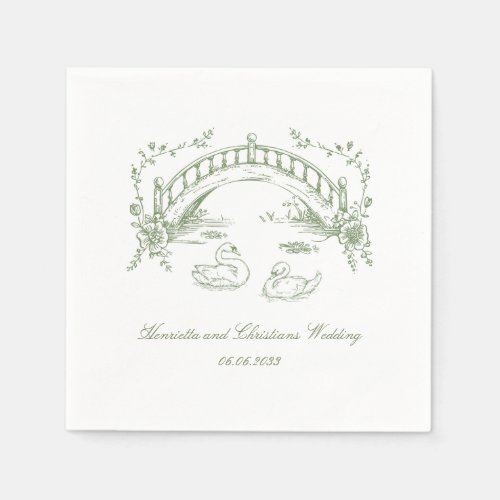 personalized vintage rustic Swan Romantic Wedding  Napkins