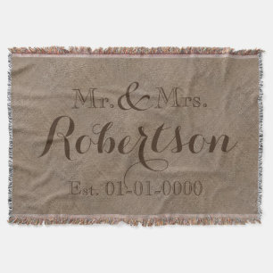 Personalized Vintage Rustic Wedding Family Name Throw Blanket