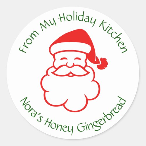 Personalized Vintage Santa Christmas Baking Classic Round Sticker