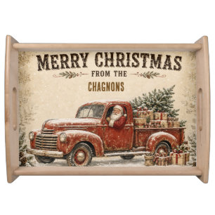 Personalized Vintage Santa Christmas Cutting Board Serving Tray