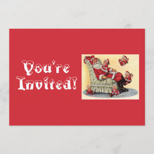 Personalized Vintage Santa Cookies Exchange Party Invitation