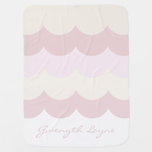 Personalized Vintage Scallop Multi_Colored Pink Baby Blanket