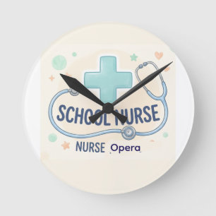 Personalized Vintage School Nurse Sign Round Clock