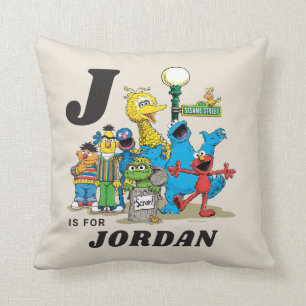Personalized Vintage Sesame Street Pals Throw Pillow