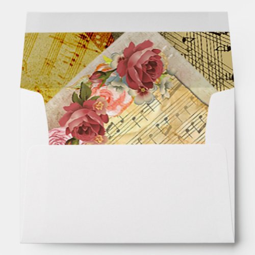 Personalized Vintage Sheet Music and Roses Envelope