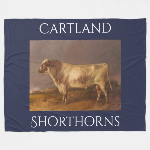 Personalized Vintage Shorthorn Bull Fleece Blanket