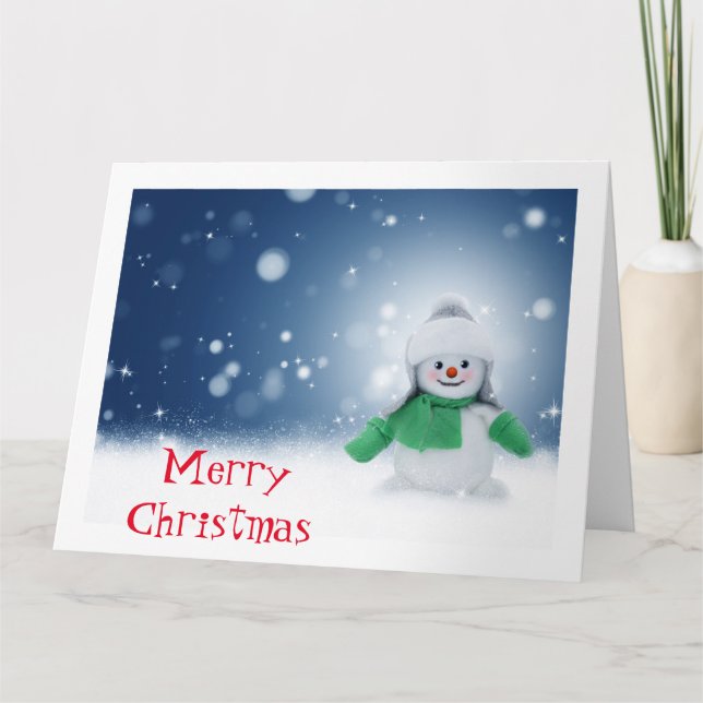 Personalized Vintage Snowman Christmas Card (Front)