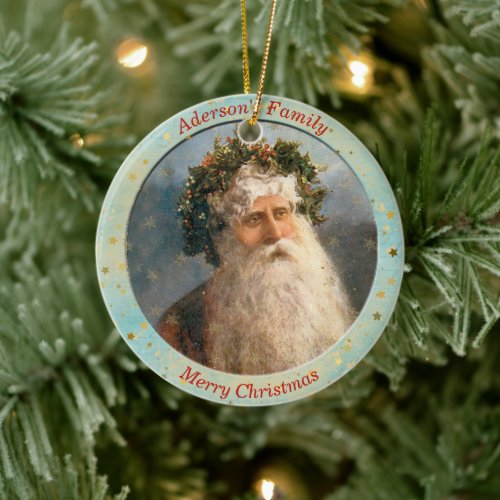 Personalized Vintage St Nicholas Christmas Ceramic Ornament