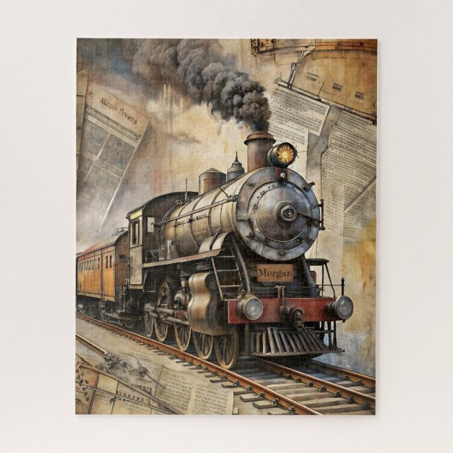 Personalized Vintage Steam Train | Train Gift Jigsaw Puzzle (Vertical)